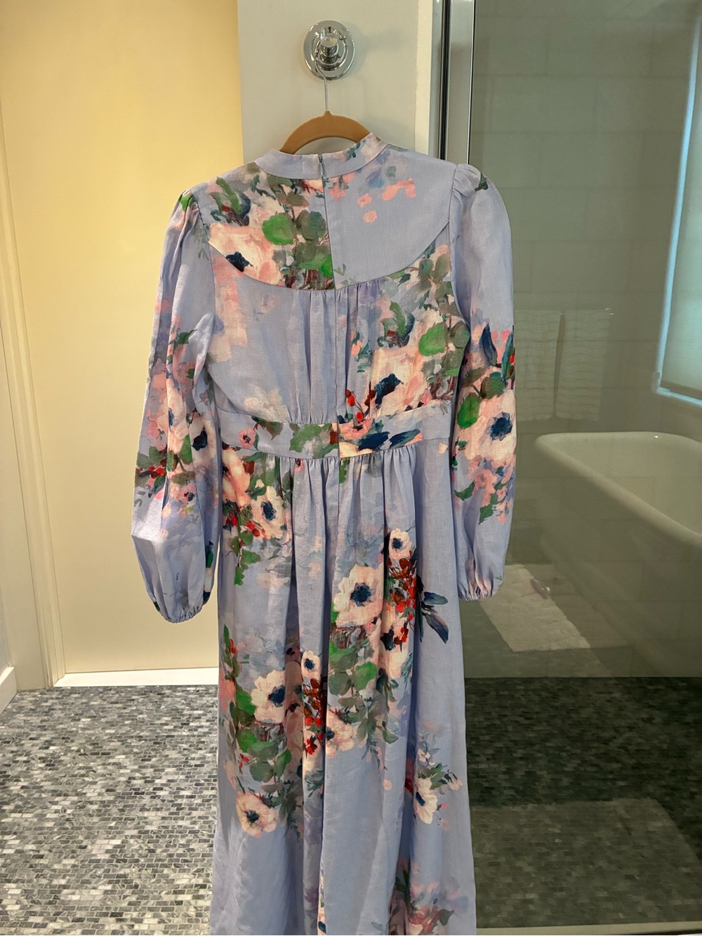 Zimmermann Lavender Floral Long-Sleeve Midi Dress - Picture 3 of 5
